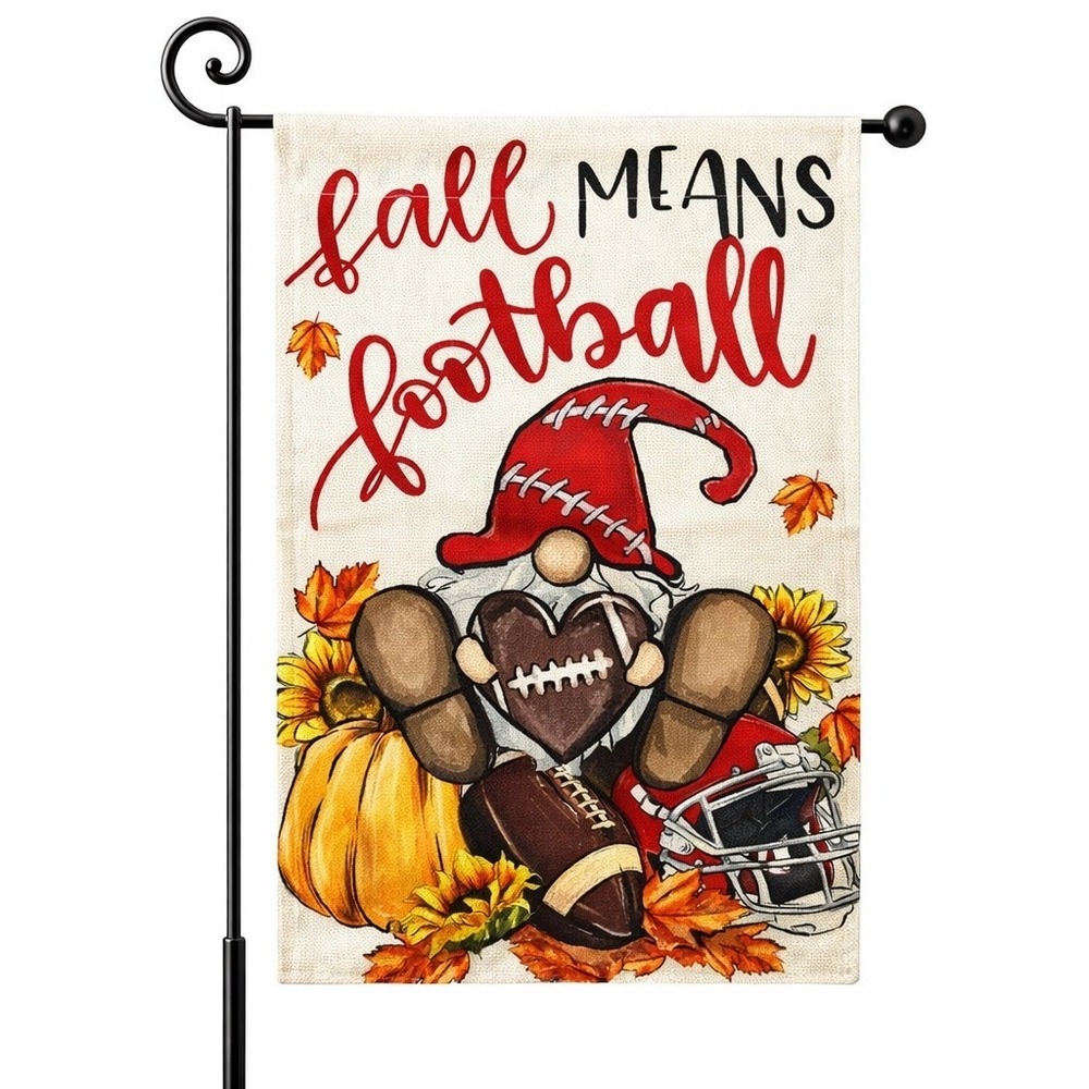 Fall Gnome Garden Flag Football Theme Outdoor Decor NEW‎